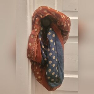 Polka Dot Infinity Scarf in Rust & Green